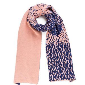 Verloop Chenille Landscape Long Scarf Wrap Coral & Navy 76” x 14”